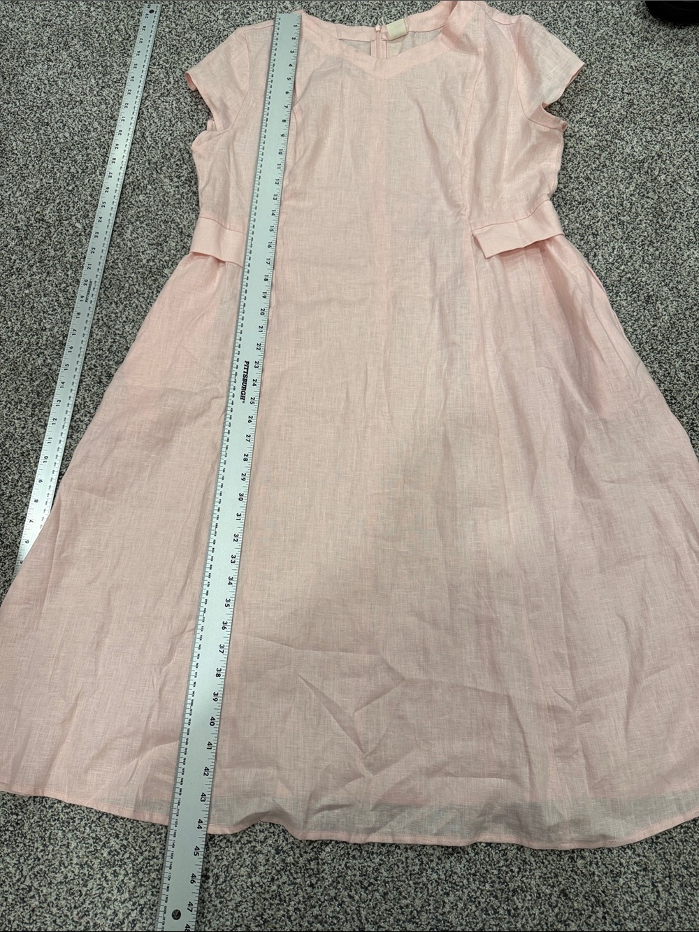 NWT Lintico Alexa Sz XL Light Pink 100% Linen Cottagecore Fit & Flare Midi Dress - Picture 11 of 13